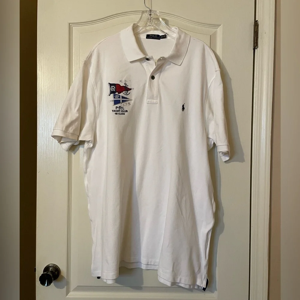 Polo Ralph Lauren White Polo Shirt Yacht Club Embroidered Nautical Size 2XLT - Picture 1 of 9